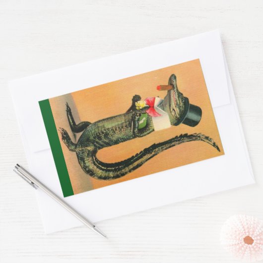 Top Hat Gator Rechthoekige Sticker (Envelop)