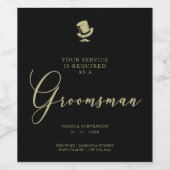 Top Hat Groomsman Chic Wedding Minimalist Proposal Wijn Etiket (Enkel label)