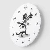 Top Hat Kat Wandklok Zwart Nummers (Hoek)