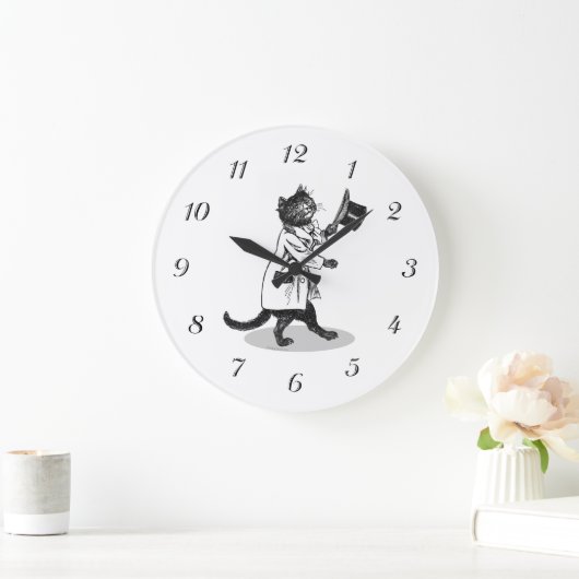 Top Hat Kat Wandklok Zwart Nummers (Huis)