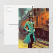  Top Hat Man en de Trein Briefkaart (Voorkant / Achterkant)