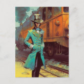  Top Hat Man en de Trein Briefkaart (Voorkant)