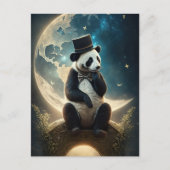  Top Hat Moon Panda Beer Briefkaart (Voorkant)