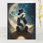 Top Hat Moon Panda Beer Kaart (Gele Bloem)