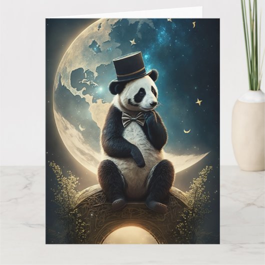 Top Hat Moon Panda Beer Kaart (Voorkant)