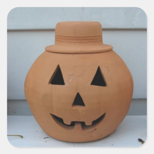 Top Hat Pumpkin Vierkante Sticker (Voorkant)