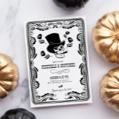 Top Hat Skull Adult Halloween Party Kaart