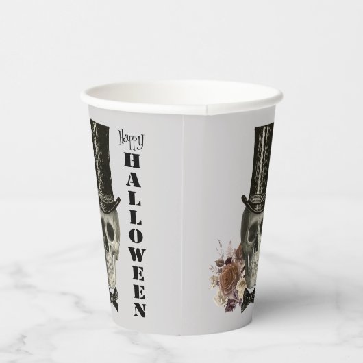 Top Hat Skull Halloween Party Papieren Bekers (Rechts)