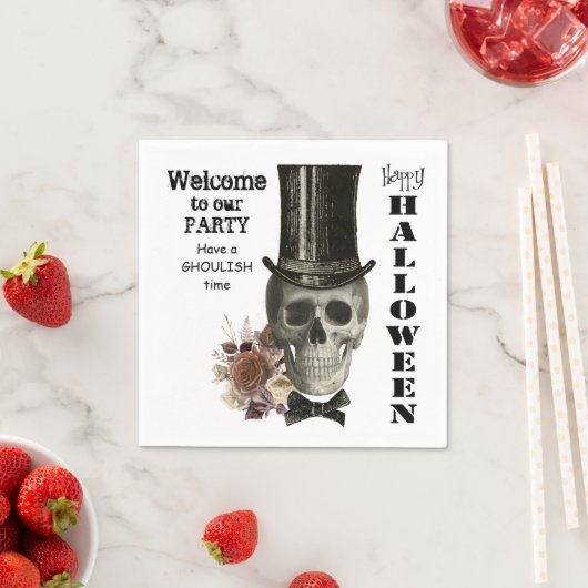 Top Hat Skull Halloween Servet (Insitu)
