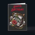Top Hat Skull verjaardagskaart Kaart<br><div class="desc">Top hoed schedel ontwerp</div>