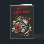 Top Hat Skull verjaardagskaart Kaart<br><div class="desc">Top hoed schedel ontwerp</div>