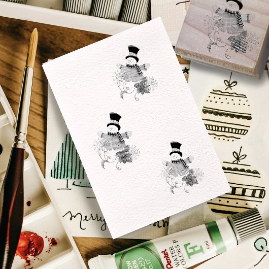 Top Hat Snowman Rubberstempel