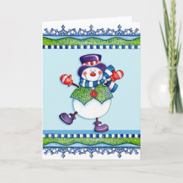 Top Hat Snowman - Wenskaart Feestdagen Kaart