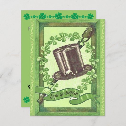 Top Hat St. Patrick's Day feestjes! Kaart (Voorkant / Achterkant)