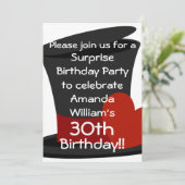 Top Hat Surprise verjaardagsfeestje uitnodiging (Staand voorkant)