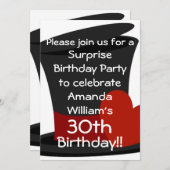 Top Hat Surprise verjaardagsfeestje uitnodiging (Voorkant / Achterkant)