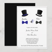 Top Hats and Bow Stropdassen Blue Gay Wedding Invi Kaart (Voorkant / Achterkant)