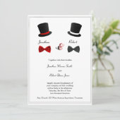 Top Hats and Bow Stropdassen Gay Wedding Invitatio Kaart (Staand voorkant)