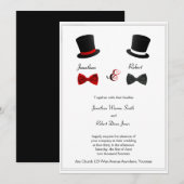 Top Hats and Bow Stropdassen Gay Wedding Invitatio Kaart (Voorkant / Achterkant)