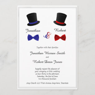 Top Hats and Bow Stropdassen Gay Wedding Invitatio Kaart