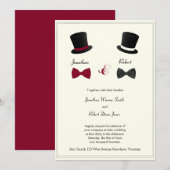 Top Hats Bow Stropdassen Burgundy Gay Weddenschap Kaart (Voorkant / Achterkant)