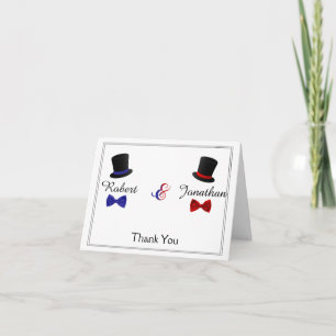 Top Hats Bow Stropdassen Gay Red Blue Weddenschap  Bedankkaart