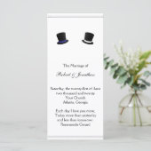Top Hats en Bow Stropdassen Blue Gay Wedding Progr Programmakaart (Staand voorkant)