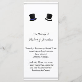 Top Hats en Bow Stropdassen Blue Gay Wedding Progr Programmakaart