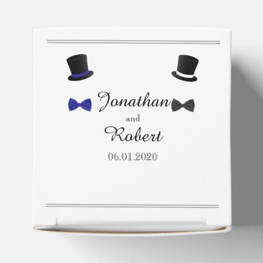 Top Hats en Bow Stropdassen Gay Bruiloft Favor Box Bedankdoosjes (Bovenkant)