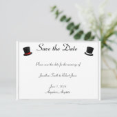 Top Hats en Bow Stropdassen Gay Bruiloft Save the Date (Staand voorkant)