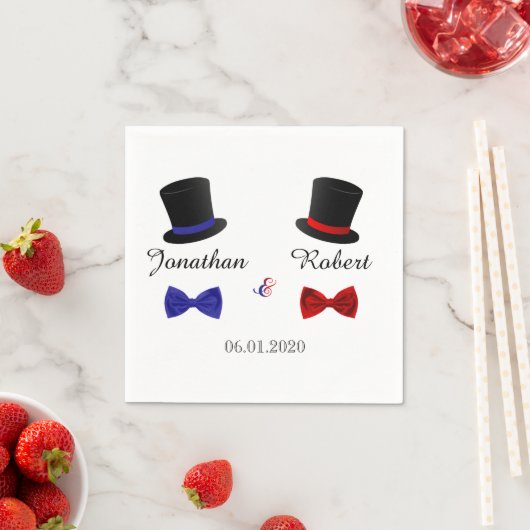 Top Hats en Bow Stropdassen Gay Red Blue Wedding S Servet (Insitu)