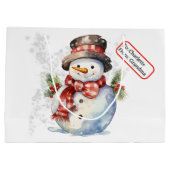 Top Hoed Snowman Aangepaste Naam Label Kerstsneeuw Groot Cadeauzakje (Achterkant)