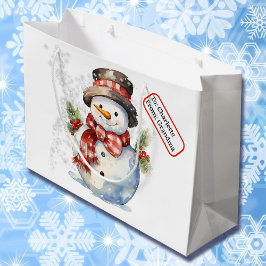 Top Hoed Snowman Aangepaste Naam Label Kerstsneeuw Groot Cadeauzakje