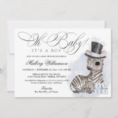 Top Hoed Zebra Boy Baby shower Kaart (Voorkant)