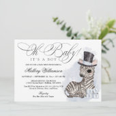 Top Hoed Zebra Boy Baby shower Kaart (Staand voorkant)