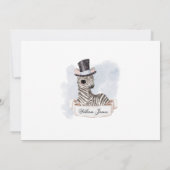 Top Hoed Zebra Boy Baby shower Kaart (Achterkant)