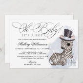 Top Hoed Zebra Boy Baby shower Kaart (Voorkant / Achterkant)