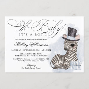 Top Hoed Zebra Boy Baby shower Kaart