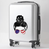 Top Knot en Amerikaanse vlag bril Sticker (Koffer)