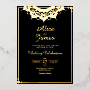 Top Mandala Header Elegante Zwarte Gouden Folie Br Uitnodiging