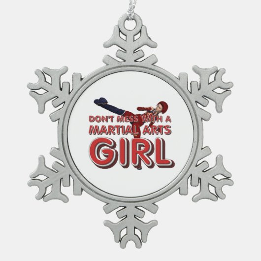 TOP Martial Arts Girl Tin Sneeuwvlok Ornament (Voorkant)