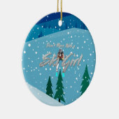 TOP Mess niet met Ski Girl Keramisch Ornament (Rechts)