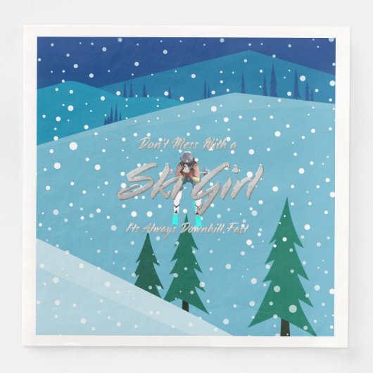 TOP Mess niet met Ski Girl Servet (Voorkant)