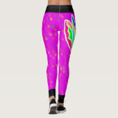 Top mode ontwerp roze en sinaasappel multi pattern leggings (Achterkant)