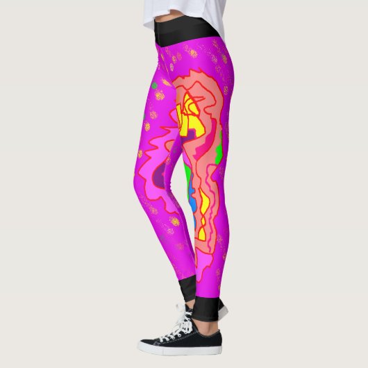 Top mode ontwerp roze en sinaasappel multi pattern leggings (Links)