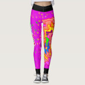 Top mode ontwerp roze en sinaasappel multi pattern leggings (Voorkant)