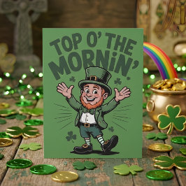 Top O The Mornin Leprechaun Lucky Charm Art Feestdagenkaart
