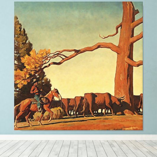“Top of the Ridge” Westerse kunst van Maynard Dixo Canvas Afdruk (Insitu (Houten vloer))