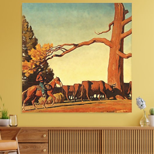 “Top of the Ridge” Westerse kunst van Maynard Dixo Canvas Afdruk (Insitu (Woonkamer))