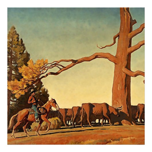 “Top of the Ridge” Westerse kunst van Maynard Dixo Foto Afdruk (Voorkant)